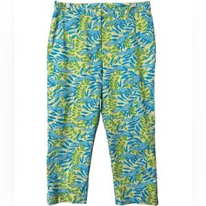💚Lilly Pulitzer Women’s Crop Pants Mimosa Everglades Alligator Green/Blu…